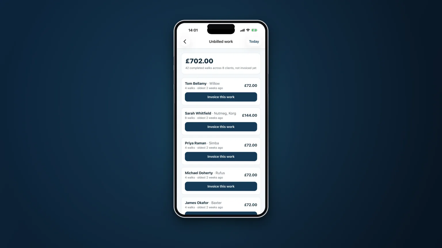 How to invoice dog-walking clients at month end
